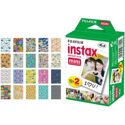  PHOTO4LESS Fujifilm instax Mini Instant Film (20 Exposures) + 20 Sticker Frames for Fuji Instax Prints Travel Package