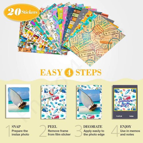  PHOTO4LESS 3X Fujifilm instax Mini Instant Film (60 Exposures) + 20 Sticker Frames for Fuji Instax Prints Travel Package