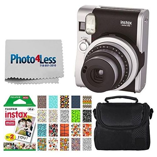  Fujifilm INSTAX Mini 90 Neo Classic Instant Camera (Black) + Fujifilm Instax Mini Instant Film (20 Exposures) + Compact Camera Case + Sticker Frames Sports Package + Photo4Less Cle