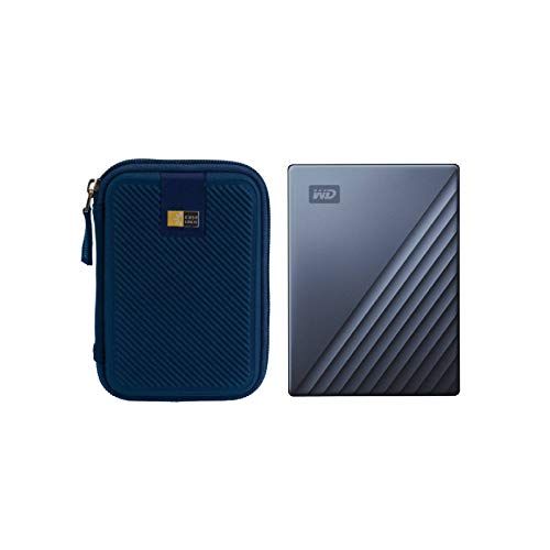  PHOTO4LESS WD 2TB My Passport Ultra USB 3.0 Type-C Slim Portable External Hard Drive (Blue) + Compact Hard Drive Case (Navy Blue)