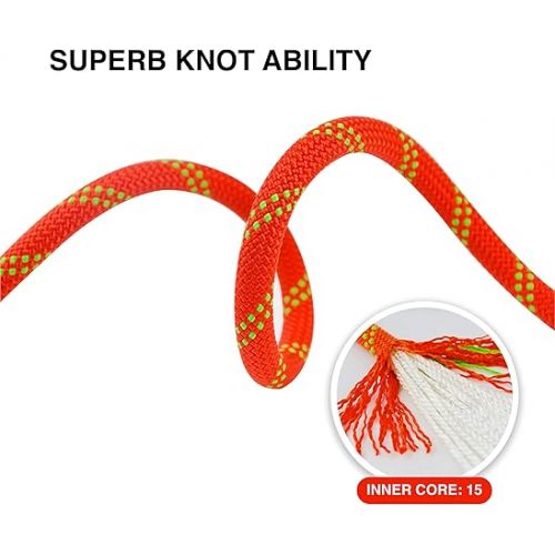  PHRIXUS Static Climbing Rope 11mm Diameter 30kN - 90M (300ft) Rock Climbing Rope, Rappelling Heavy Duty Rope for Outdoor Mountaineering, Rescue and Escape, Fire Fighting and Aerial Work