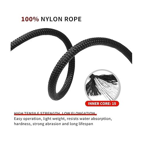  PHRIXUS Static Climbing Rope 10mm 11mm- 32ft 64ft 100ft 200ftSafety Nylon Kernmantle Rope for Rock Climbing, Mountaineering, Tree Climbing, Ice Climbing, Rappelling, Rescue, UIAA Certified