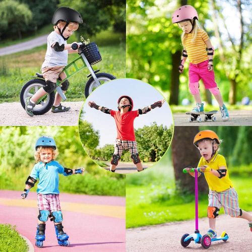  PHZ. Kids Adults Bike Helmet Adjustable Helmet for Toddler Child Youth Adult, Knee Pads Elbow Pads Wrist Guards Kids Protective Gear Set for Multi Sports Scooter, Skateboarding, Bi