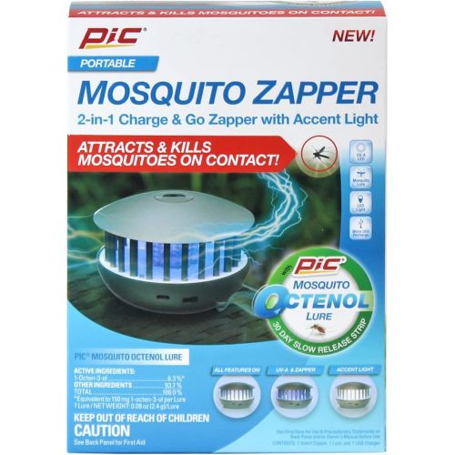  PIC PBZ 2-in-1 Portable Insect Zapper and Accent Light, Gray