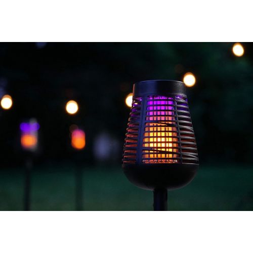  PIC Solar Insect Killer Torch (DFST), Bug Zapper and Accent Light, Kills Bugs on Contact - Twin Pack