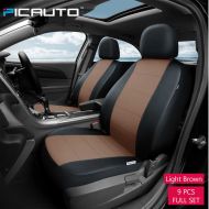 PIC AUTO Car Seat Covers Set for Auto, Truck, Van, SUV - PU Leather, Airbag Compatible, Universal Fit (Black 9-Pieces)