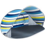 ONIVA - a Picnic Time brand - Manta Portable Beach Tent - Pop Up Tent - Beach Sun Shelter Pop Up, (Blue, White, & Yellow Beach Stripe)