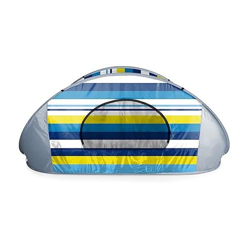  ONIVA - a Picnic Time brand - Manta Portable Beach Tent - Pop Up Tent - Beach Sun Shelter Pop Up, (Blue, White, & Yellow Beach Stripe)