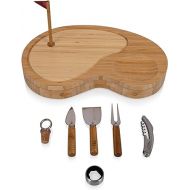 TOSCANA - a Picnic Time brand Sand Trap Cheese Board and Tool Set, Charcuterie Board Set, Wood Cutting Board with Cheese Knives, (Bamboo), Brown