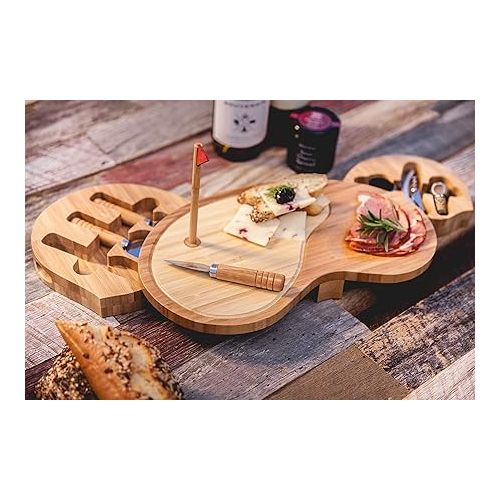  TOSCANA - a Picnic Time brand Sand Trap Cheese Board and Tool Set, Charcuterie Board Set, Wood Cutting Board with Cheese Knives, (Bamboo), Brown