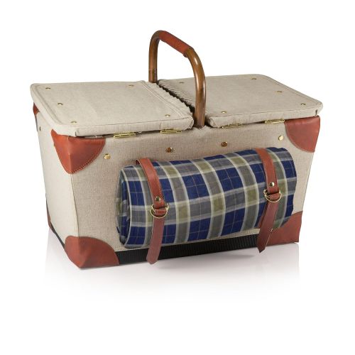  PICNIC TIME Picnic Time Pioneer Original Design Picnic Basket with Deluxe Service for Two, Tan/Navy