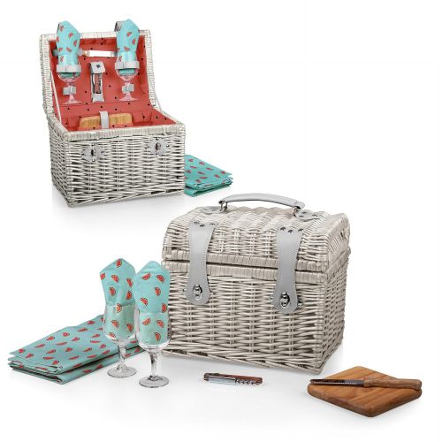  PICNIC TIME Napa Picnic Basket with Wine and Cheese Service for Two, Watermelon Collection