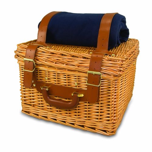  PICNIC TIME Picnic Time Canterbury English Style Picnic Basket with Deluxe Service for Two, Navy with Plaid