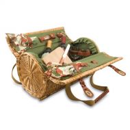 PICNIC TIME Picnic Time Verona Insulated Wine Basket with Wine/Cheese Service for Two, Pine Green