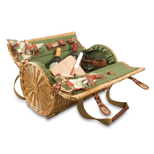  PICNIC TIME Picnic Time Verona Insulated Wine Basket with Wine/Cheese Service for Two, Pine Green
