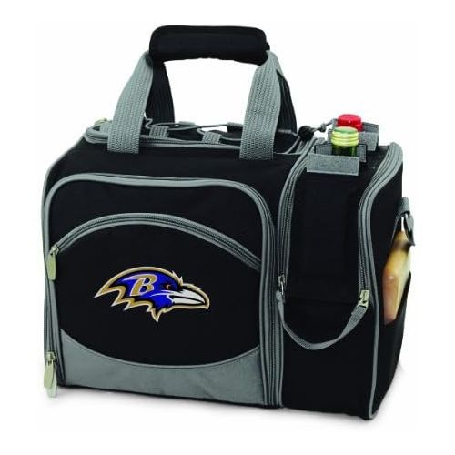  PICNIC TIME NFL Baltimore Ravens Malibu Insulated Shoulder Pack with Deluxe Picnic Service for Two