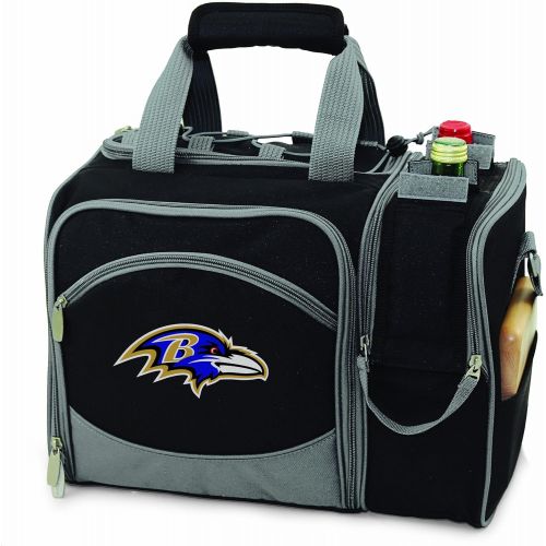  PICNIC TIME NFL Baltimore Ravens Malibu Insulated Shoulder Pack with Deluxe Picnic Service for Two