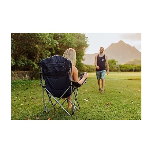  PICNIC TIME NCAA Reclining Camp Chair, One Size, Navy Blue with Gray Accents