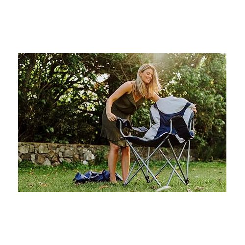  PICNIC TIME NCAA Reclining Camp Chair, One Size, Navy Blue with Gray Accents