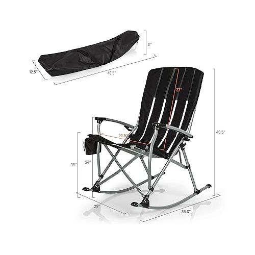  PICNIC TIME NCAA Outdoor Rocking, XL Heavy Duty Camping Chair for Adults