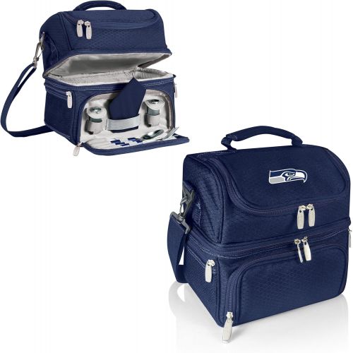  PICNIC TIME NFL Seattle Seahawks Pranzo Insulated Lunch Tote with Service for One, Navy