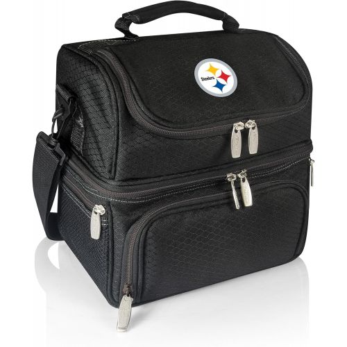  PICNIC TIME NFL Pittsburgh Steelers Pranzo Insulated Lunch Tote with Service for One, Black