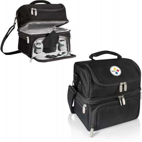  PICNIC TIME NFL Pittsburgh Steelers Pranzo Insulated Lunch Tote with Service for One, Black