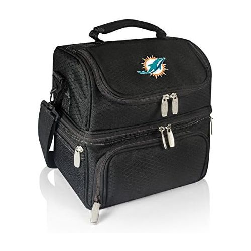  PICNIC TIME NFL Miami Dolphins Pranzo Insulated Lunch Tote with Service for One, Black