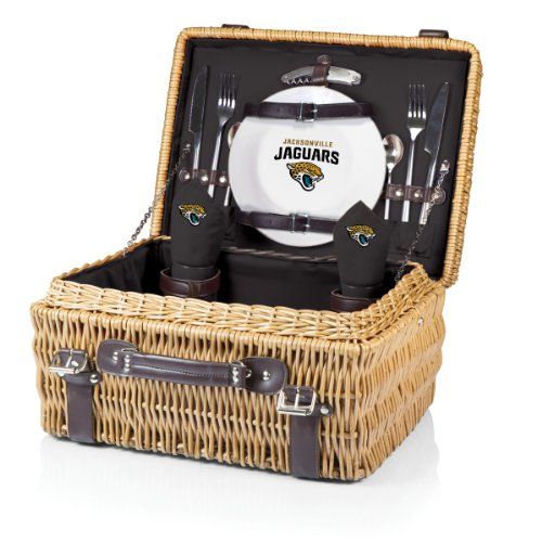  PICNIC TIME NFL Jacksonville Jaguars Champion Picnic Basket with Deluxe Service for Two, Black