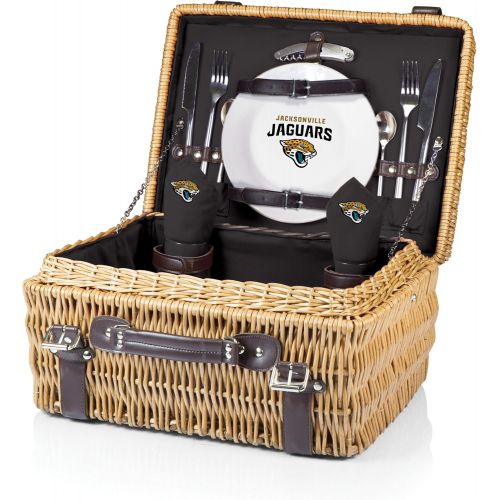  PICNIC TIME NFL Jacksonville Jaguars Champion Picnic Basket with Deluxe Service for Two, Black