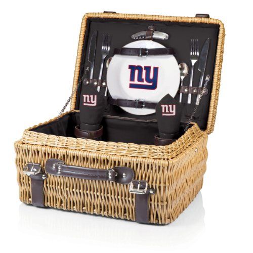  PICNIC TIME NFL New York Giants Champion Picnic Basket with Deluxe Service for Two, Black