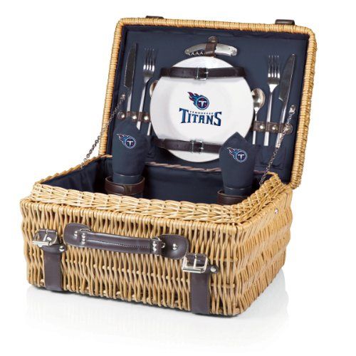  PICNIC TIME NFL Tennessee Titans Champion Picnic Basket with Deluxe Service for Two, Navy