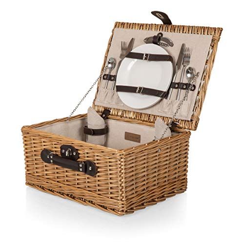  PICNIC TIME Classic Wicker Picnic Basket with Service for Two