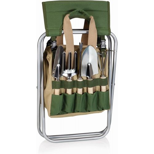  ONIVA - a Picnic Time Brand Gardener 5-Piece Garden Tool Set With Tote And Folding Seat