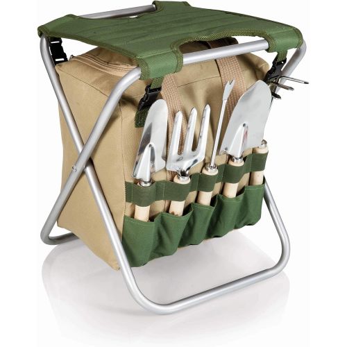  ONIVA - a Picnic Time Brand Gardener 5-Piece Garden Tool Set With Tote And Folding Seat