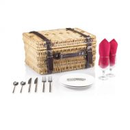Picnic Time Champion Picnic Basket with Deluxe Service for 2, Red