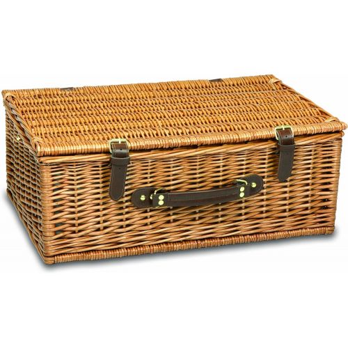  PICNIC TIME Newbury Willow Picnic Basket with Deluxe Service for Four