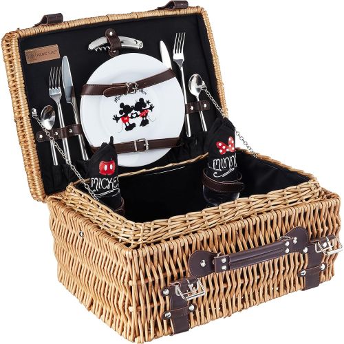  PICNIC TIME Disney Classics Mickey and Minnie Mouse Champion Picnic Basket with Deluxe Service for Two