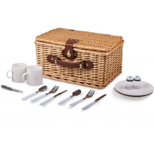  Picnic Time Catalina English Style Picnic Basket with Service for Two, Red and White Plaid