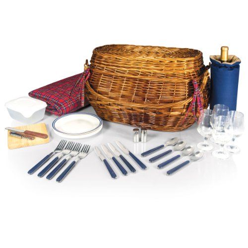  Picnic Time Highlander Bombay Picnic Basket with Deluxe Service for Four