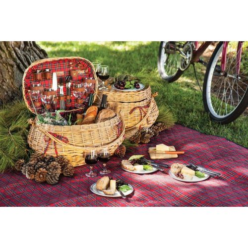  Picnic Time Highlander Bombay Picnic Basket with Deluxe Service for Four