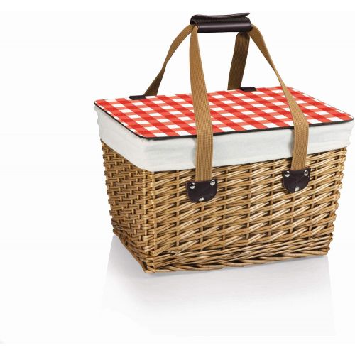  Picnic Time Canasta Basket with Red Check Lid