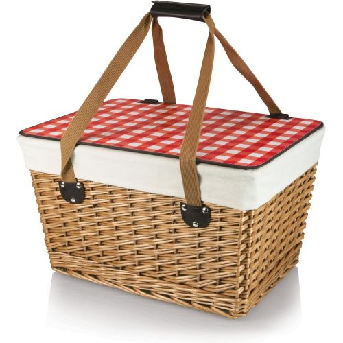  Picnic Time Canasta Basket with Red Check Lid