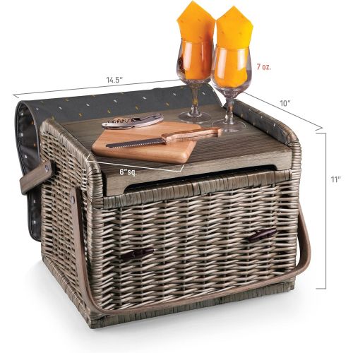  Picnic Time Kabrio Picnic Basket with Wine and Cheese Service for Two, Anthology Collection