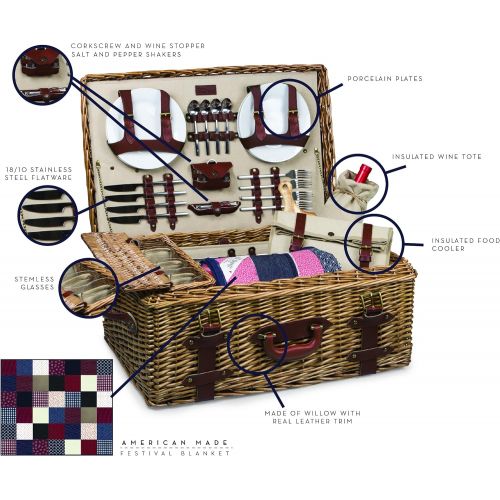  Picnic Time Charleston Premium Picnic Basket with Deluxe Service for Four