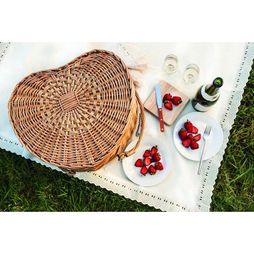 Picnic Time Heart Willow Picnic Basket with Deluxe Service for Two