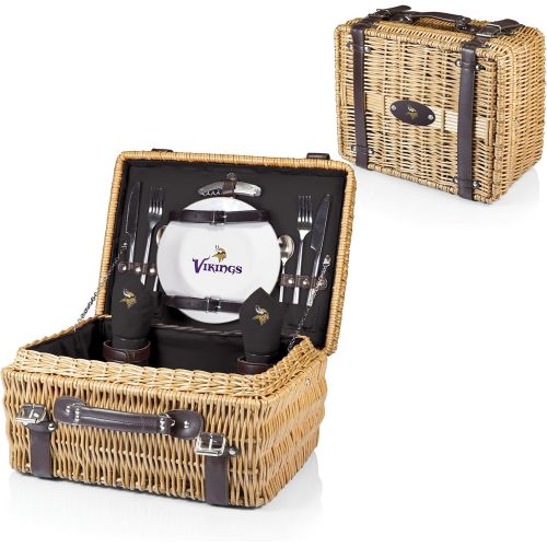  PICNIC TIME NFL Minnesota Vikings Champion Picnic Basket with Deluxe Service for Two, Black