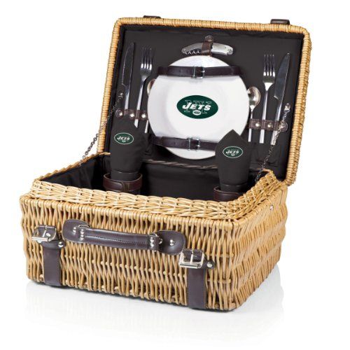  PICNIC TIME NFL New York Jets Champion Picnic Basket with Deluxe Service for Two, Black