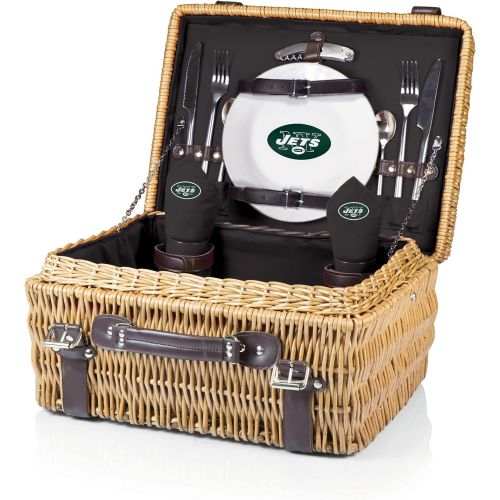  PICNIC TIME NFL New York Jets Champion Picnic Basket with Deluxe Service for Two, Black