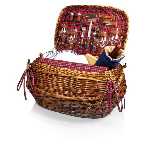  PICNIC TIME Picnic Time Highlander Bombay Picnic Basket with Deluxe Service for Four